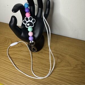 Beaded Lanyard with Dog Paw Charm and Breakaway Clasp - NWOT